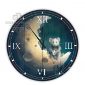 Картина на досках Часы - С мышкой